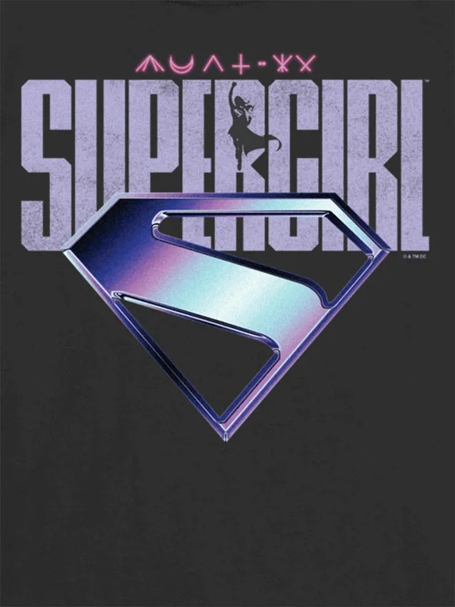 T-shirt con grafica del logo viola di Supergirl per bambini