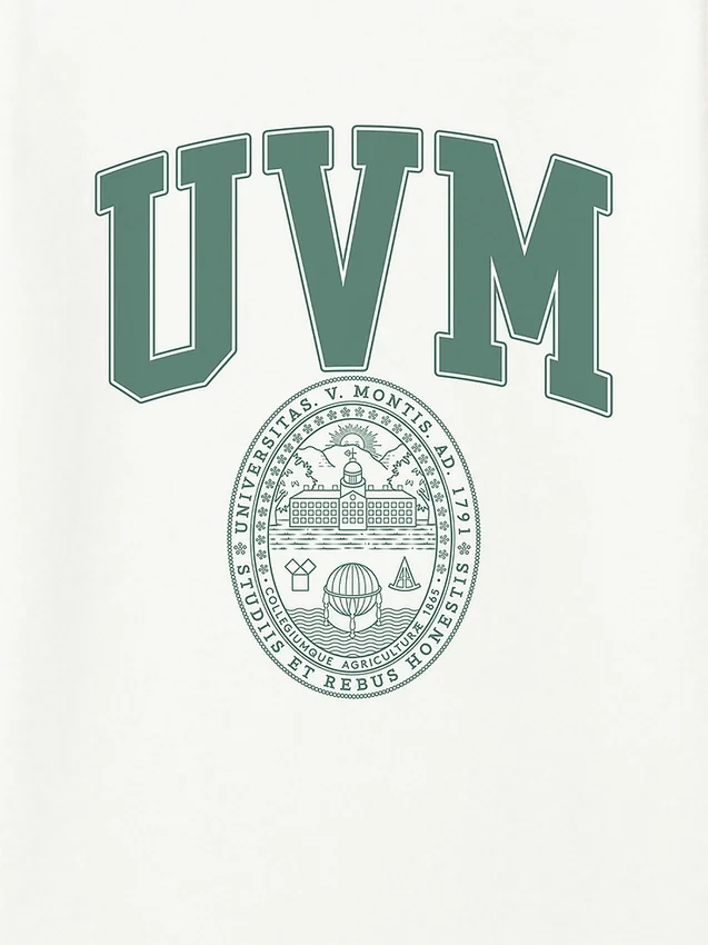 T-shirt con grafica dello stemma dell’Università del Vermont