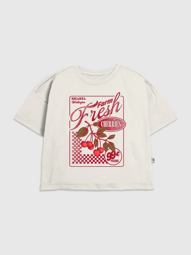 T-shirt con grafica "Farm Fresh Cherries" per bambini