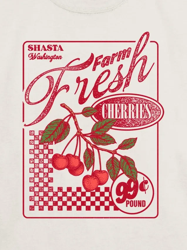 T-shirt con grafica "Farm Fresh Cherries" per bambini