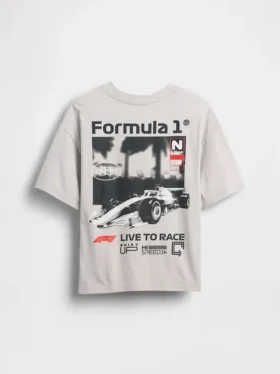 T-shirt con grafica oversize “Formula 1” per bambini