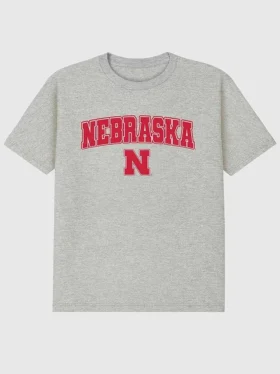 T-shirt con grafica scura dell’Arch Logo dell’Università del Nebraska