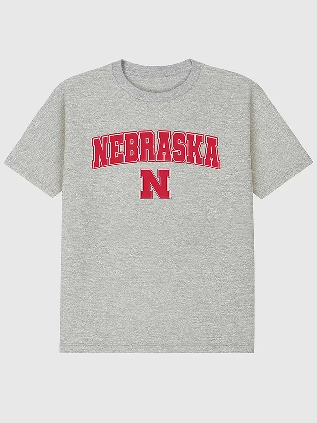 T-shirt con grafica scura dell’Arch Logo dell’Università del Nebraska
