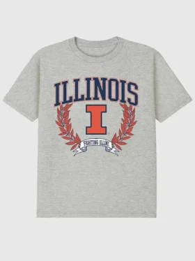 T-shirt con grafica scura “Laurels” dell’Università dell’Illinois