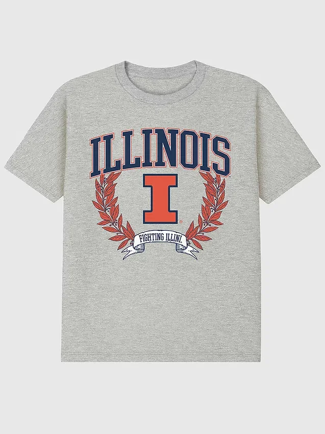 T-shirt con grafica scura “Laurels” dell’Università dell’Illinois