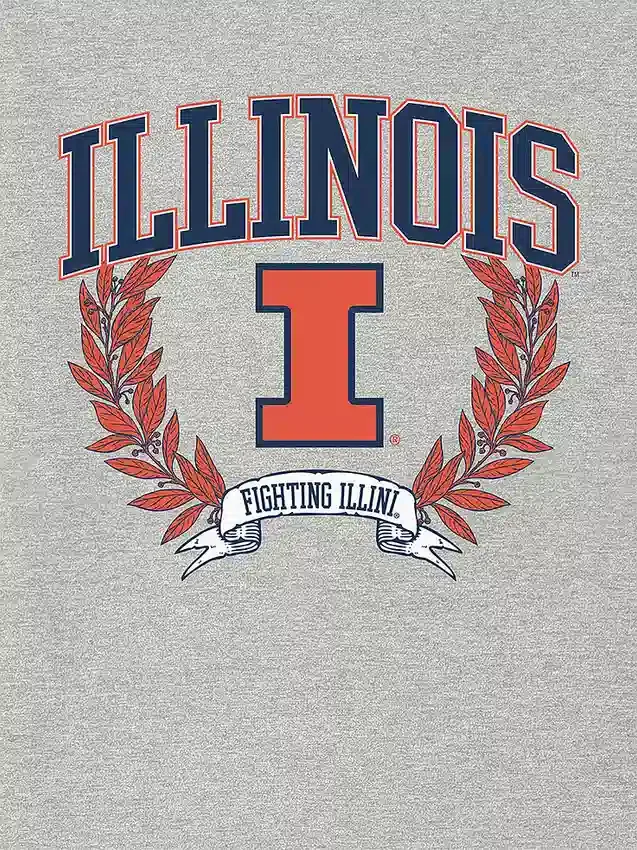 T-shirt con grafica scura “Laurels” dell’Università dell’Illinois