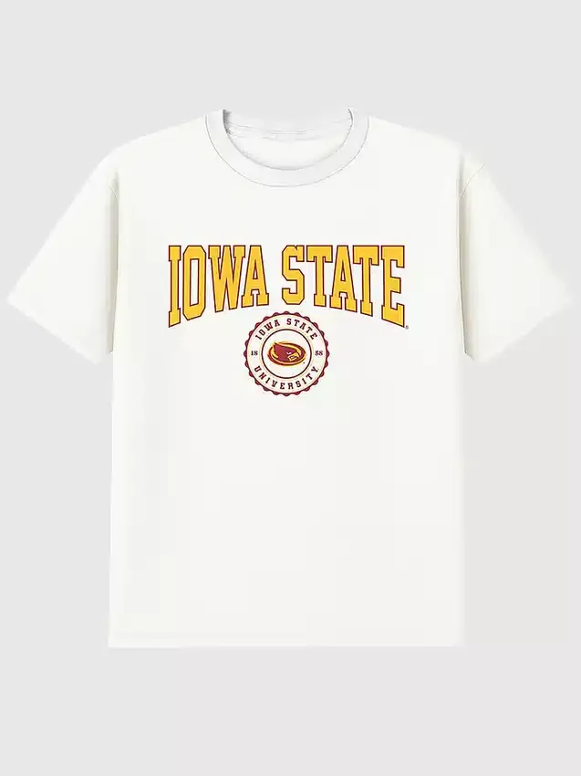 T-shirt con grafica scura raffigurante lo stemma dell’Iowa State University