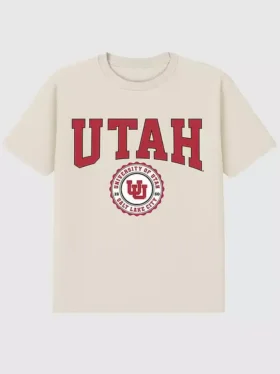 T-shirt con grafica scura raffigurante lo stemma dell’Università dello Utah