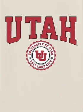 T-shirt con grafica scura raffigurante lo stemma dell’Università dello Utah