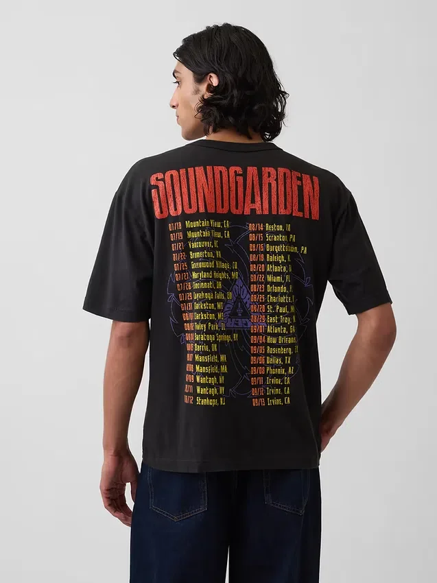 T-shirt con grafica Soundgarden, corta e in jersey di cotone pesante