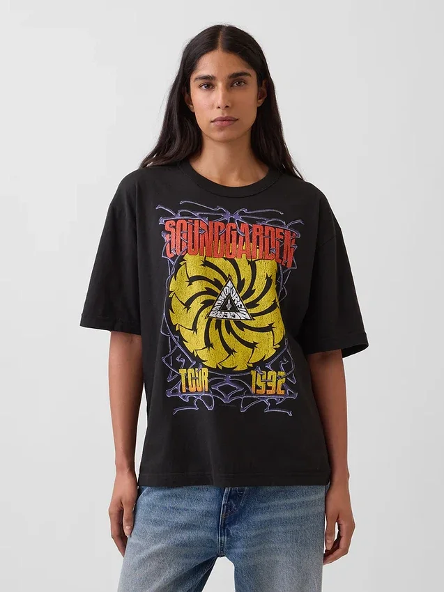 T-shirt con grafica Soundgarden, corta e in jersey di cotone pesante
