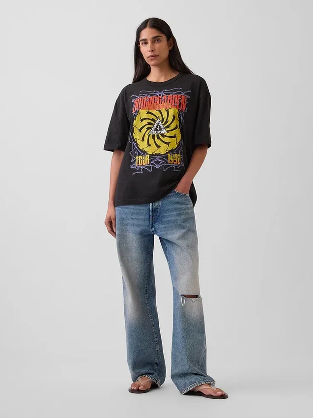 T-shirt con grafica Soundgarden, corta e in jersey di cotone pesante