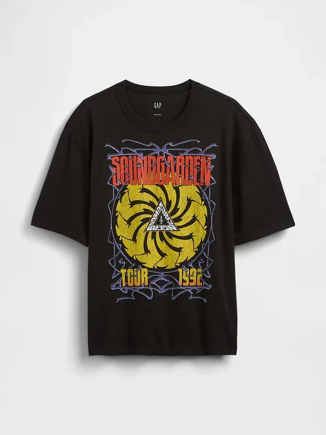 T-shirt con grafica Soundgarden, corta e in jersey di cotone pesante