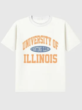 T-shirt con grafica vintage "Fighting Illini" dell’Università dell’Illinois