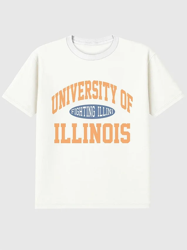 T-shirt con grafica vintage "Fighting Illini" dell’Università dell’Illinois