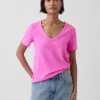 T-shirt con scollo a V in cotone biologico Vintagesoft