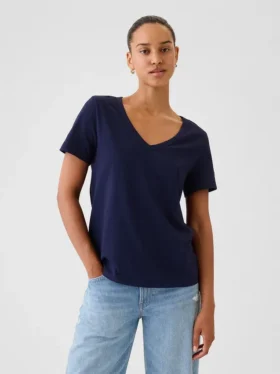 T-shirt con scollo a V in cotone biologico Vintagesoft