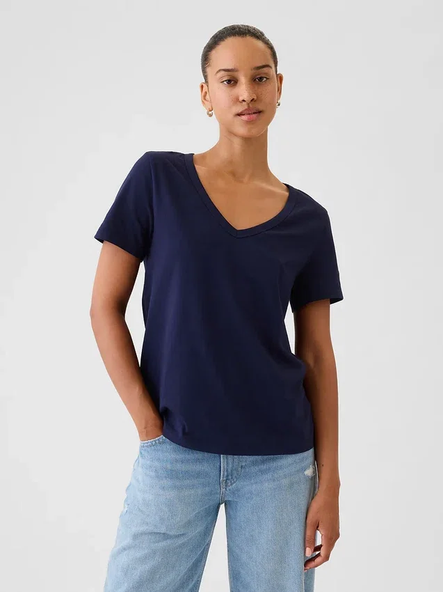 T-shirt con scollo a V in cotone biologico Vintagesoft
