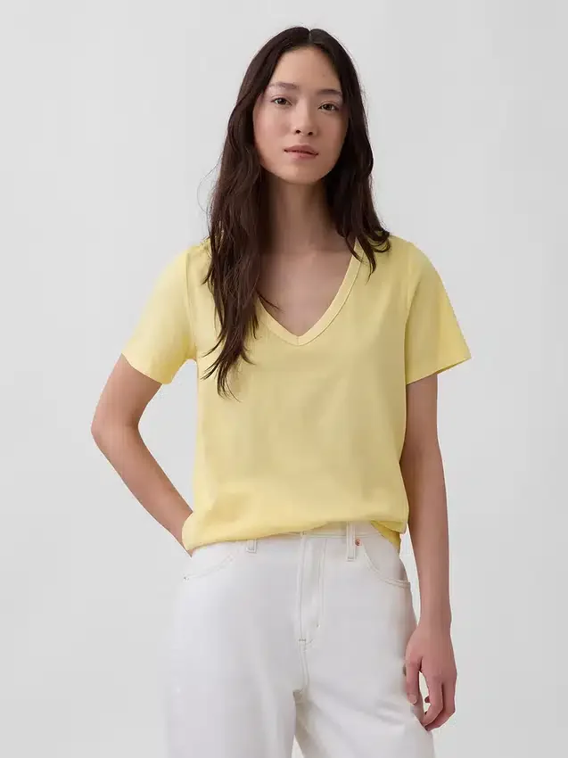 T-shirt con scollo a V in cotone biologico Vintagesoft