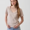 T-shirt con scollo a V in cotone biologico Vintagesoft