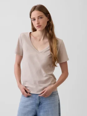 T-shirt con scollo a V in cotone biologico Vintagesoft