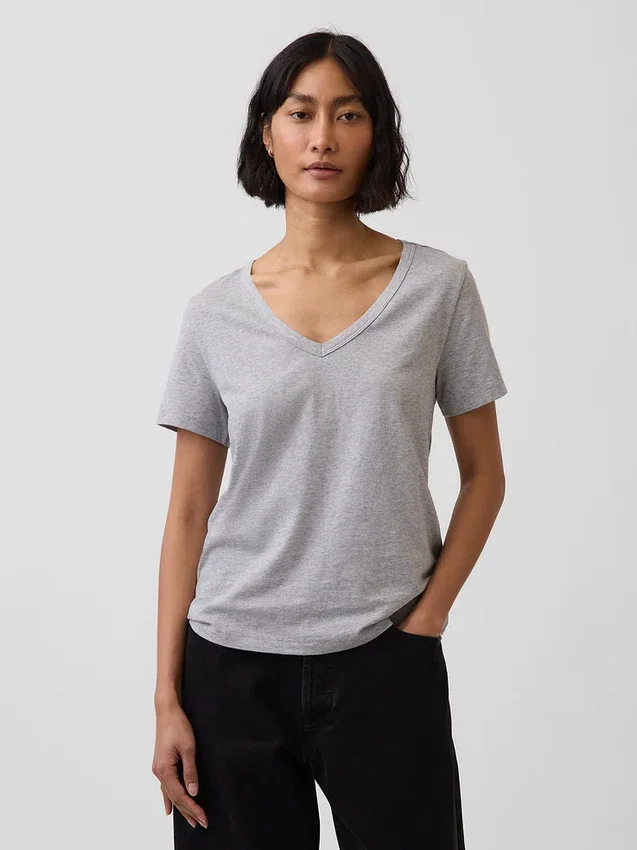 T-shirt con scollo a V in cotone biologico Vintagesoft