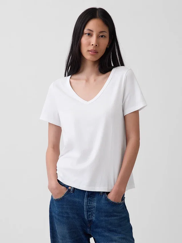 T-shirt con scollo a V in cotone biologico Vintagesoft