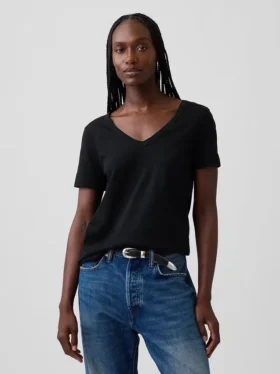 T-shirt con scollo a V in cotone biologico Vintagesoft
