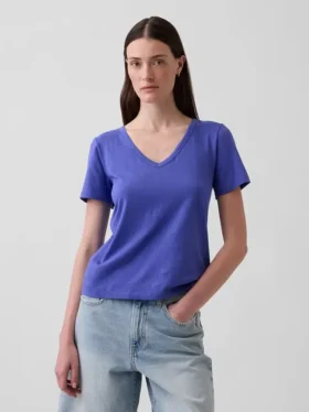 T-shirt con scollo a V in cotone biologico Vintagesoft