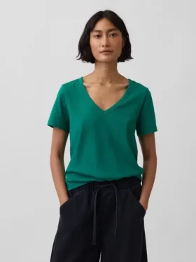 T-shirt con scollo a V in cotone biologico Vintagesoft