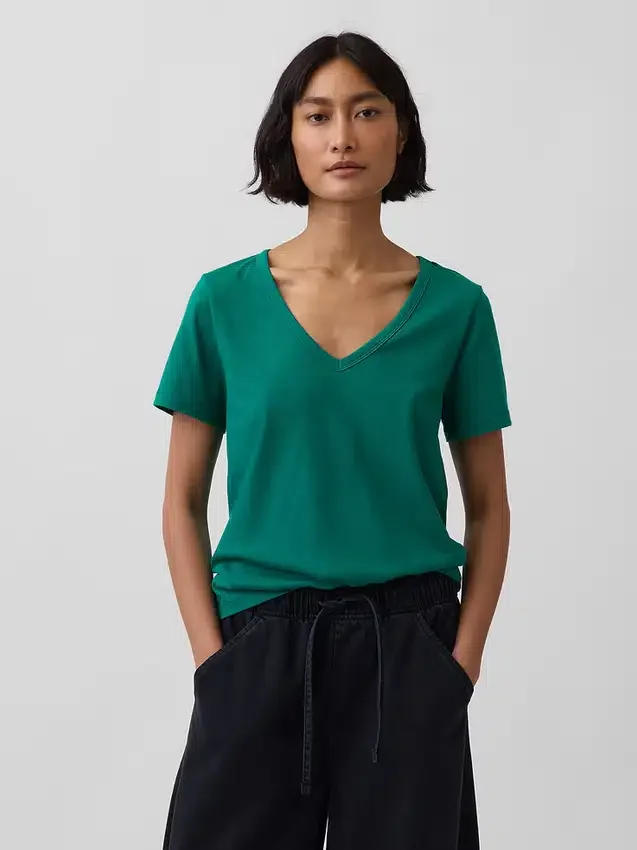 T-shirt con scollo a V in cotone biologico Vintagesoft