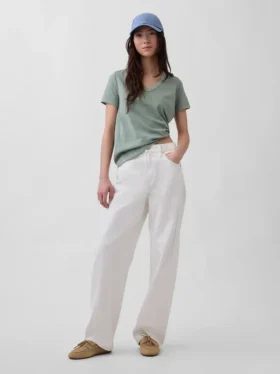T-shirt con scollo a V in cotone biologico Vintagesoft