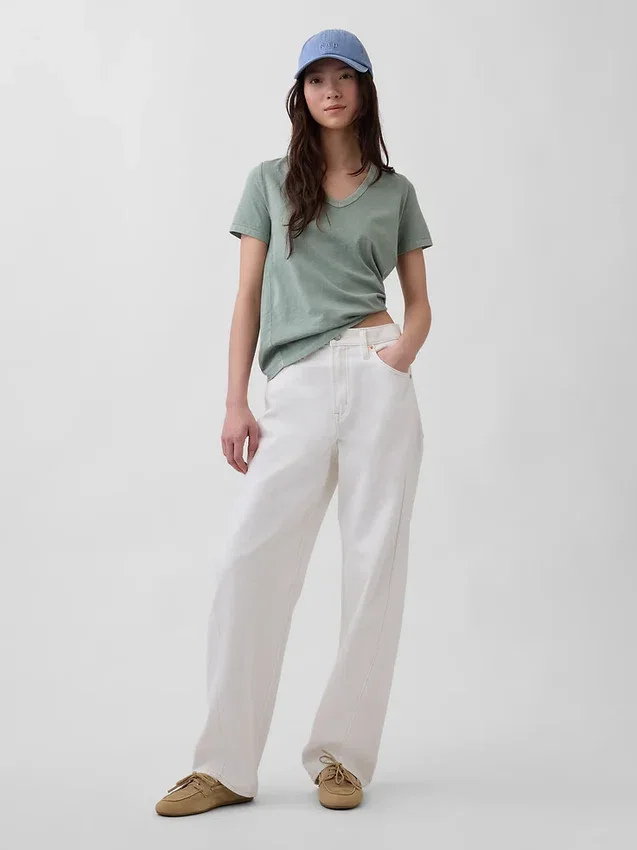 T-shirt con scollo a V in cotone biologico Vintagesoft