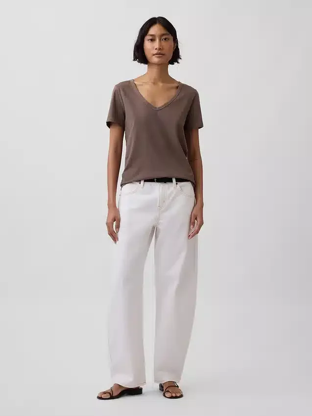 T-shirt con scollo a V in cotone biologico Vintagesoft