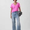 T-shirt con scollo a V in cotone biologico Vintagesoft
