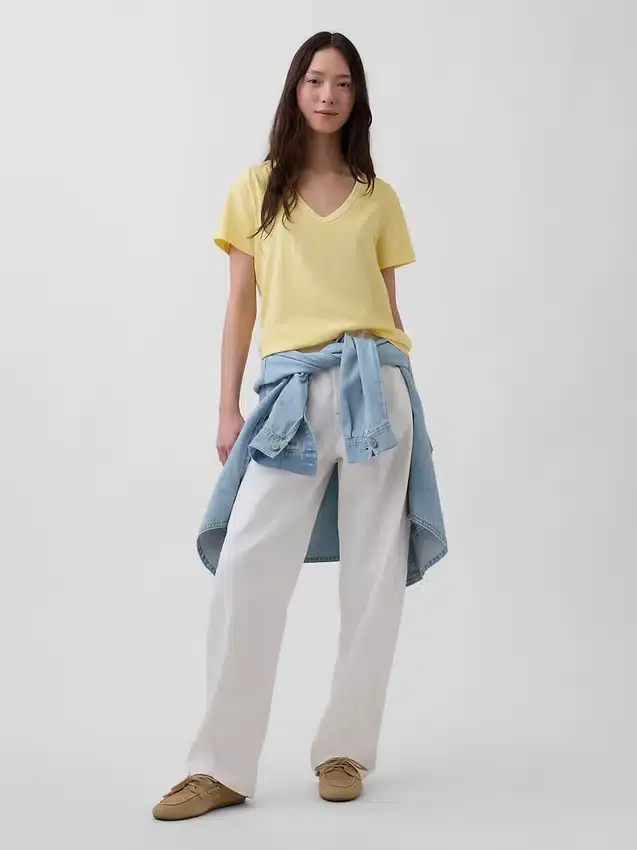 T-shirt con scollo a V in cotone biologico Vintagesoft