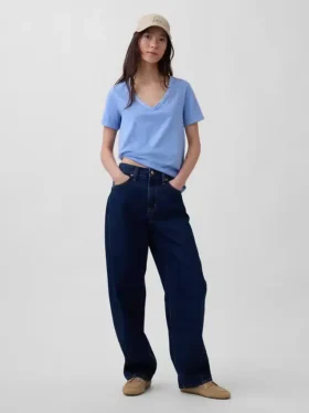 T-shirt con scollo a V in cotone biologico Vintagesoft