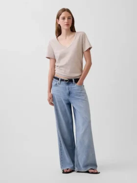 T-shirt con scollo a V in cotone biologico Vintagesoft