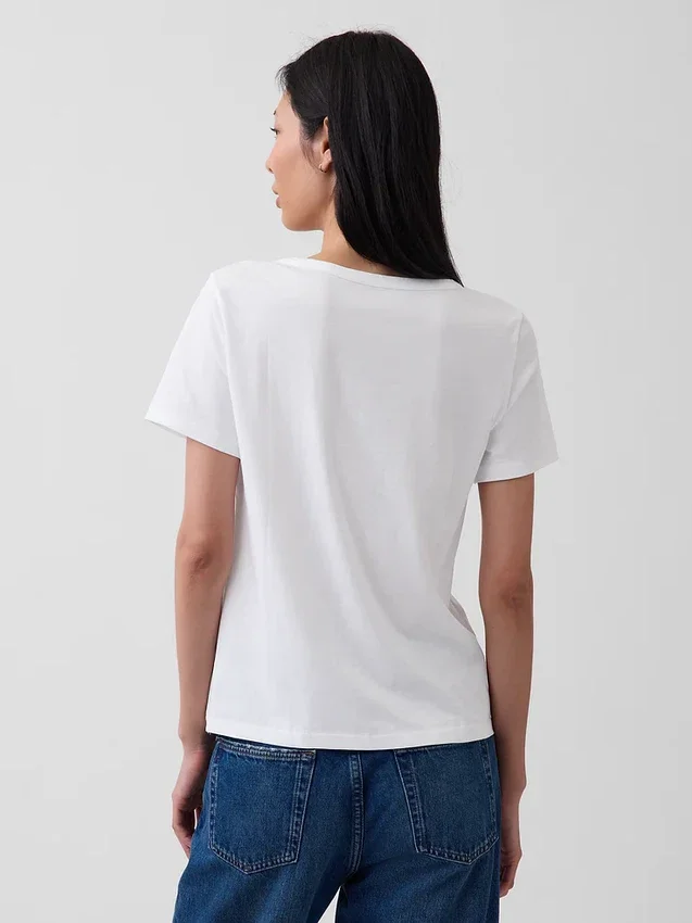 T-shirt con scollo a V in cotone biologico Vintagesoft