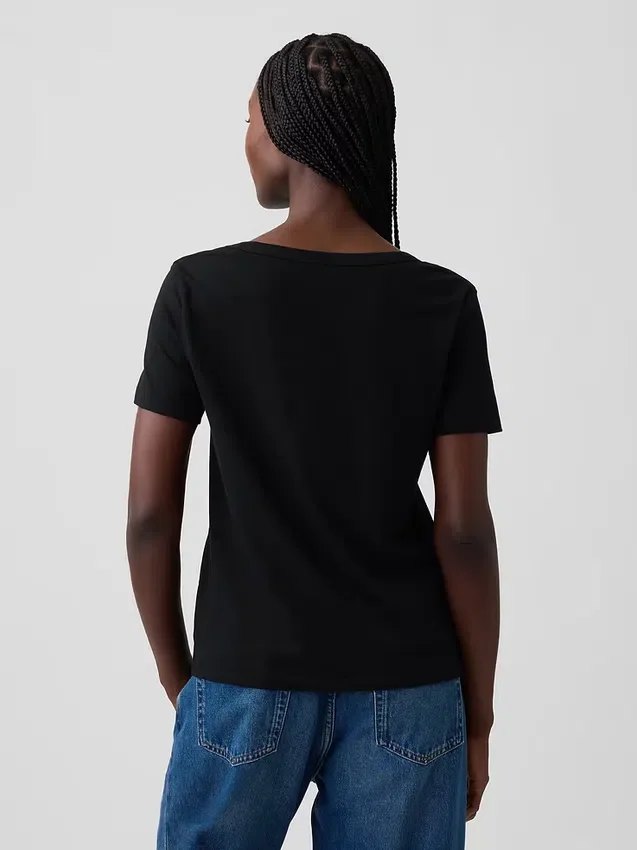 T-shirt con scollo a V in cotone biologico Vintagesoft