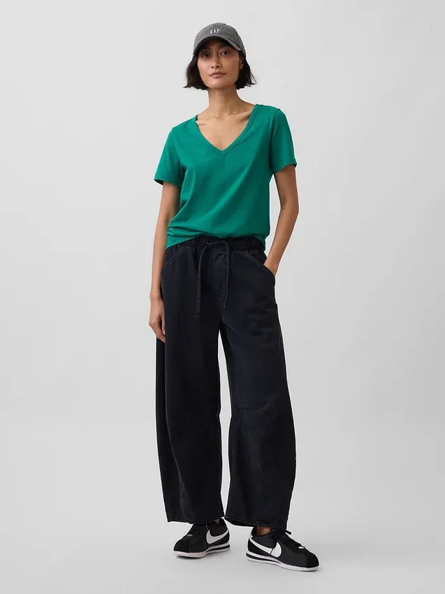 T-shirt con scollo a V in cotone biologico Vintagesoft