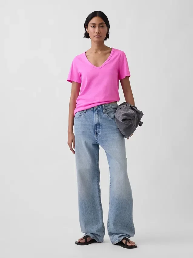T-shirt con scollo a V in cotone biologico Vintagesoft
