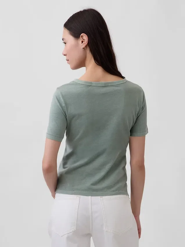 T-shirt con scollo a V in cotone biologico Vintagesoft