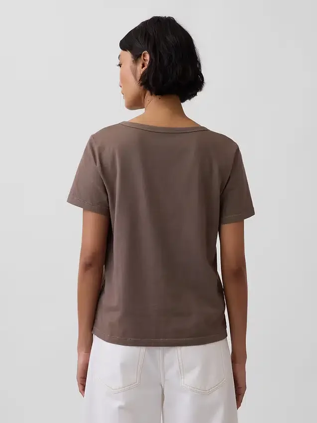T-shirt con scollo a V in cotone biologico Vintagesoft