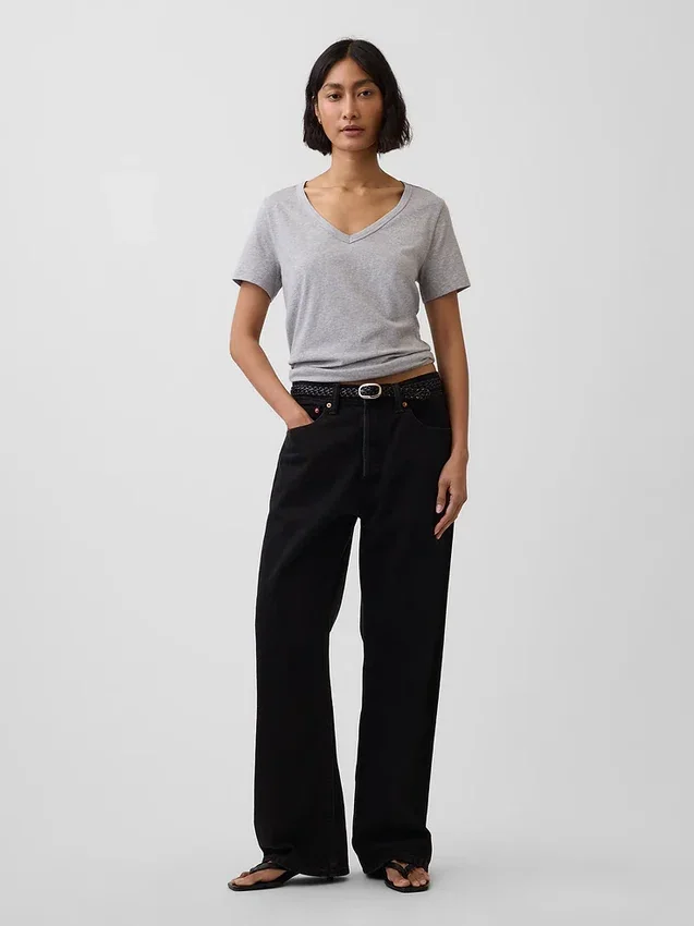 T-shirt con scollo a V in cotone biologico Vintagesoft