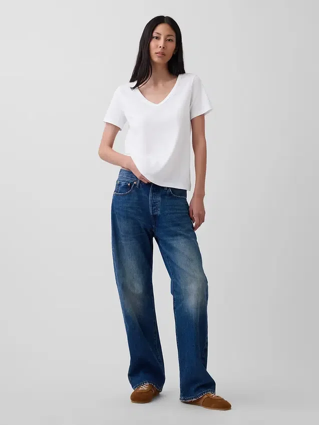 T-shirt con scollo a V in cotone biologico Vintagesoft