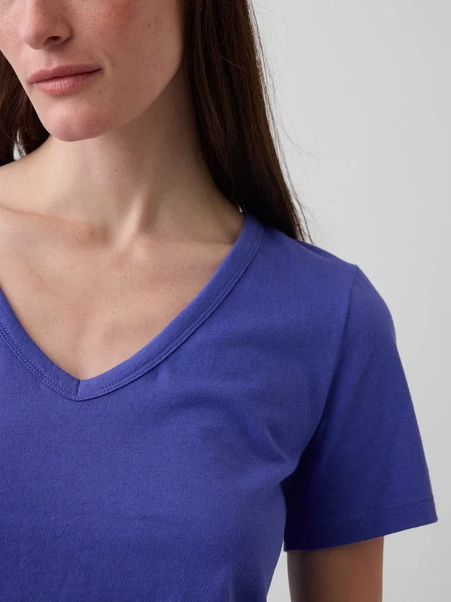 T-shirt con scollo a V in cotone biologico Vintagesoft