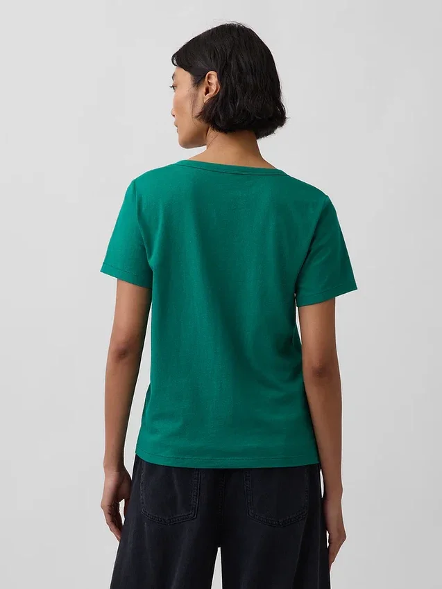 T-shirt con scollo a V in cotone biologico Vintagesoft