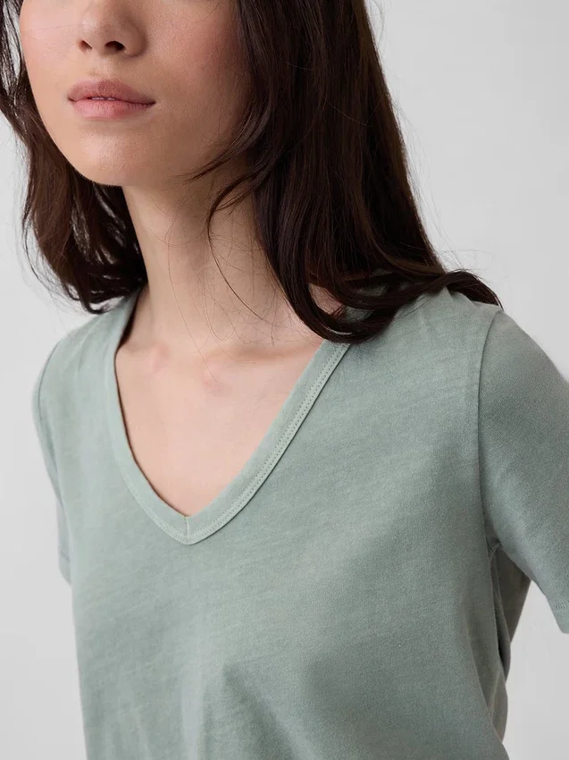 T-shirt con scollo a V in cotone biologico Vintagesoft