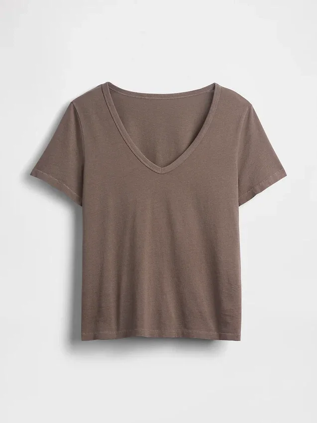 T-shirt con scollo a V in cotone biologico Vintagesoft